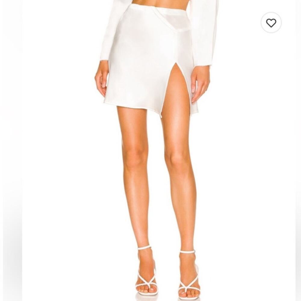 NONchalant Label Karmen Satin Slit Mini Skirt in Black Size Medium